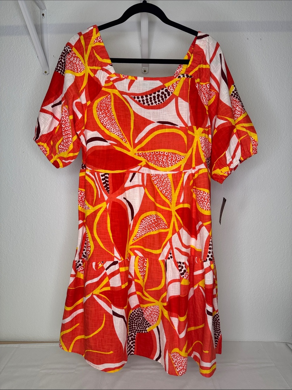 Mlle Gabrielle Red, Yellow & White Floral Cotton Dress